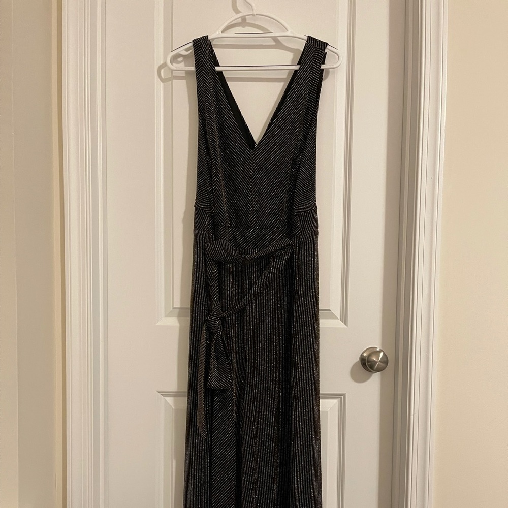 Torrid Wide Leg, Silver and Gold Striped Jumpsuit